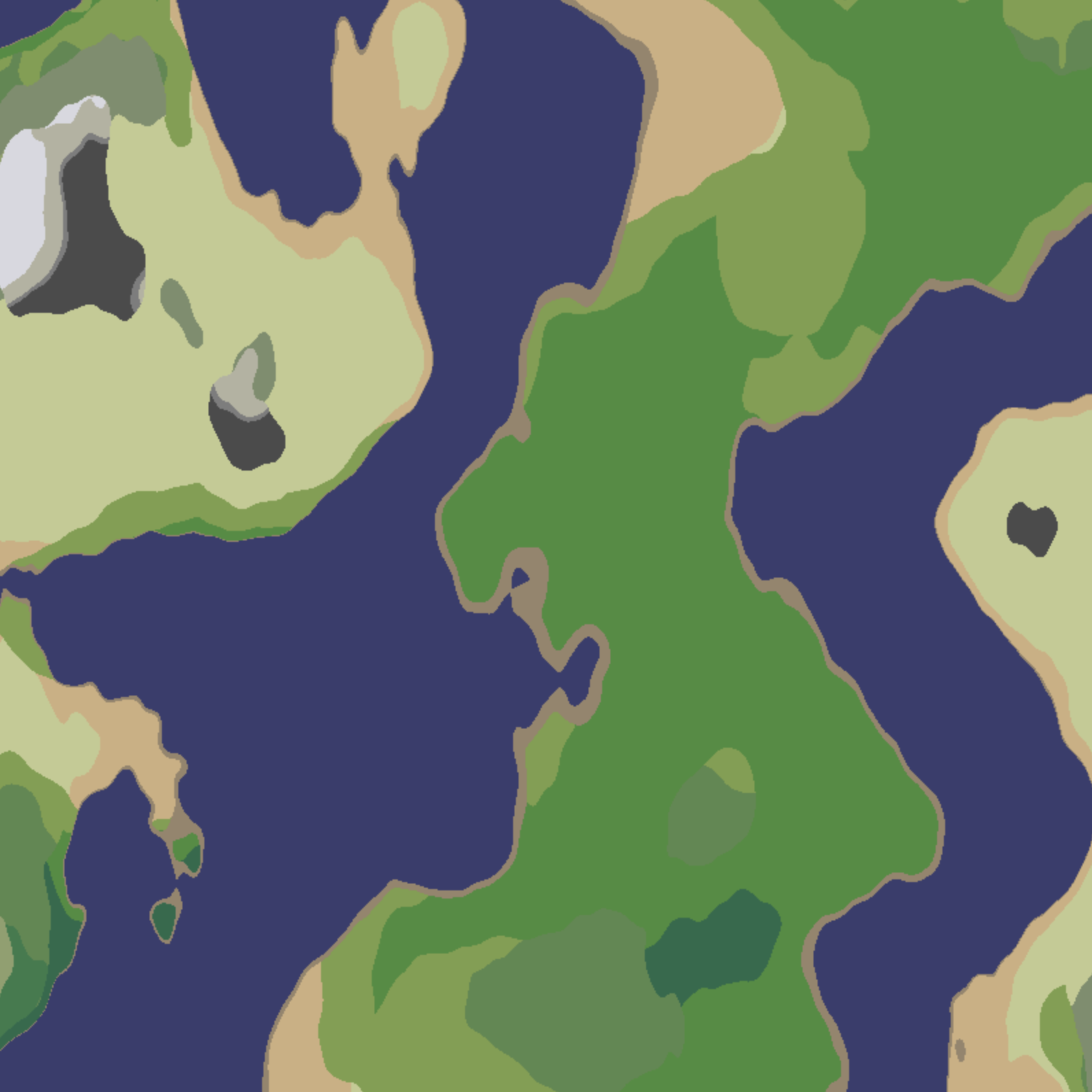An example of the randomly generated landmasses this project creates.